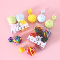Cute Pet Built-in Bell Wool Ball Solid Color Toy Set main image 1