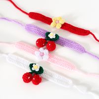 Handmade Crochet Knitting Wool Flower Cat Dog Adjustable Cherry Collar Scarf main image 1