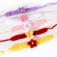 Handmade Crochet Knitting Wool Flower Cat Dog Adjustable Cherry Collar Scarf main image 3