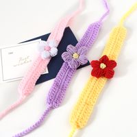 Handmade Crochet Knitting Wool Flower Cat Dog Adjustable Cherry Collar Scarf main image 4