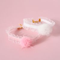 Velvet Fungus Edge Lace Elastic Mink Ball Cat Pet Adjustable Collar main image 2