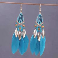 Retro Court Ethnic Style Bohemian Water Drop Alloy Feather Earrings main image 3