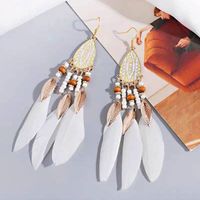Retro Court Ethnic Style Bohemian Water Drop Alloy Feather Earrings main image 5