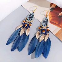 Retro Court Ethnic Style Bohemian Water Drop Alloy Feather Earrings main image 6