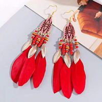 Retro Court Ethnic Style Bohemian Water Drop Alloy Feather Earrings main image 7