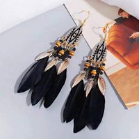 Retro Court Ethnic Style Bohemian Water Drop Alloy Feather Earrings sku image 6