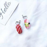 Cute Creative Asymmetric Sushi Salmon Resin Earrings sku image 7