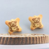 Creative Bear Biscuit Earrings Cute Bear Resin Drop Earrings sku image 1