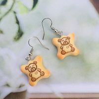 Creative Bear Biscuit Earrings Cute Bear Resin Drop Earrings sku image 2