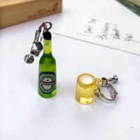 Cute Creative Asymmetric Wine Bottle Wine Glass Resin Earrings sku image 5