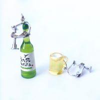 Cute Creative Asymmetric Wine Bottle Wine Glass Resin Earrings sku image 6
