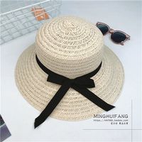 Fashion Contrast Color Foldable Big Brim Straw Hat Sun Hat sku image 1