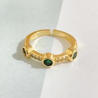 Nuevo Anillo Abierto Geométrico De Oro De 18k Con Baño De Cobre Y Diamante Esmeralda sku image 1