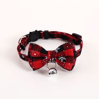 Christmas Plaid Bell Bow Tie Adjustable Cat Dog Safety Buckle Collar Accessories sku image 10