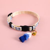 Pet Tassel Ethnic Style Anti-suffocation Bell Adjustable Double-layer Nylon Collar sku image 1