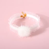 Velvet Fungus Edge Lace Elastic Mink Ball Cat Pet Adjustable Collar sku image 3