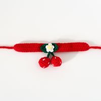 Handmade Crochet Knitting Wool Flower Cat Dog Adjustable Cherry Collar Scarf sku image 11