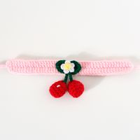 Handmade Crochet Knitting Wool Flower Cat Dog Adjustable Cherry Collar Scarf sku image 13