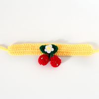 Handmade Crochet Knitting Wool Flower Cat Dog Adjustable Cherry Collar Scarf sku image 15