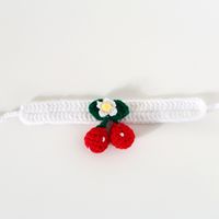 Handmade Crochet Knitting Wool Flower Cat Dog Adjustable Cherry Collar Scarf sku image 17