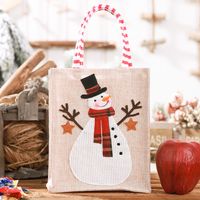 New Christmas Decoration Supplies Burlap Three-dimensional Embroidery Tote Bag Children Gift Bag Candy Bag Storage Bag sku image 2