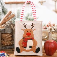 New Christmas Decoration Supplies Burlap Three-dimensional Embroidery Tote Bag Children Gift Bag Candy Bag Storage Bag sku image 3