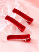 3-piece Classic Simple Red Flannel Clip Hair Clip Set main image 6