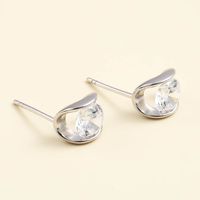 Fashion Simple Small Arc Inlaid Zircon 925 Silver Stud Earrings sku image 1