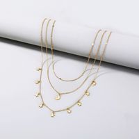 New Fashion Star Moon Tassel Pendant Multi-layer Copper Necklace main image 1
