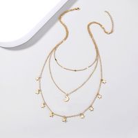 New Fashion Star Moon Tassel Pendant Multi-layer Copper Necklace main image 5