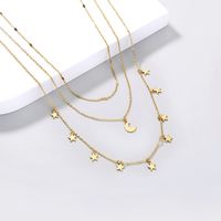 New Fashion Star Moon Tassel Pendant Multi-layer Copper Necklace main image 6