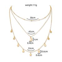 New Fashion Star Moon Tassel Pendant Multi-layer Copper Necklace main image 8