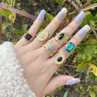 New Stainless Steel Inlaid Natural Stone Crystal Multi-layer Ring For Women main image 3