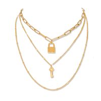 New Fashion Key Lock Element Pendant Multi-layer Alloy Necklace main image 1