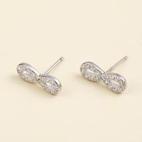 Fashion Simple Small Bows Inlaid Zircon 925 Silver Stud Earrings main image 3