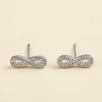Fashion Simple Small Bows Inlaid Zircon 925 Silver Stud Earrings sku image 1