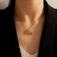 Punk Style Golden Hollow Car Geometric Irregular Single Layer Necklace main image 2