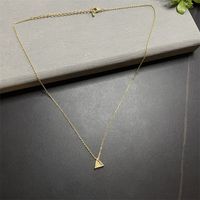 Fashion Plated 14k Gold Triangle Necklace Simple Copper Clavicle Chain sku image 1