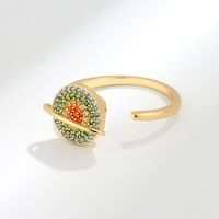 New Rotating Colored Diamond Planet Geometric Open Copper Ring main image 5