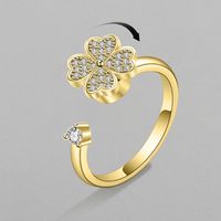 Ring Female Fashion Flower Diamond Rotating Copper Zircon Ring Jewelry main image 2