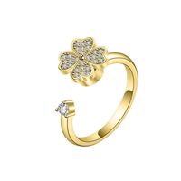 Ring Female Fashion Flower Diamond Rotating Copper Zircon Ring Jewelry main image 6