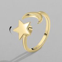 New Rotating Star And Moon Cross-bright Copper Zircon Index Finger Ring main image 2