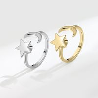 New Rotating Star And Moon Cross-bright Copper Zircon Index Finger Ring main image 5