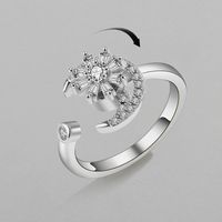 Simple Star Moon Copper Inlaid Zircon Rotating Ring Wholesale main image 1