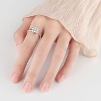 Simple Copper Zircon Flower Ring Female Retro Adjustable Index Finger Ring main image 3