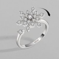 Simple Rotatable Adjustable To Relieve Anxiety Pressure Copper Silver-plated Zircon Ring main image 1