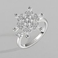 Simple Snowflake Ring Female Korean Rotating Copper Zircon Adjustable Ring main image 1
