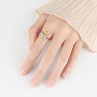 Fashion Adjustable Sun Flower Copper Diamond Rotating Simple Anti-stress Ring main image 3