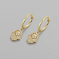 Fashion 18k Gold Magic Array Pentagram Pendant Ear Buckle Palm Design Copper Inlaid Zircon Earrings main image 1