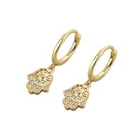 Fashion 18k Gold Magic Array Pentagram Pendant Ear Buckle Palm Design Copper Inlaid Zircon Earrings main image 6